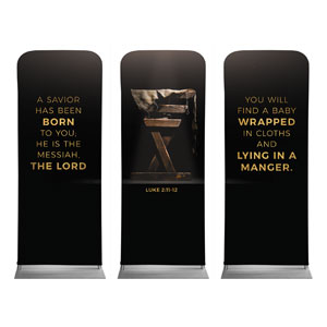 Gold Christmas Manger Triptych 2'7" x 6'7" Sleeve Banners