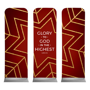 Red and Gold Snowflake Triptych 2' x 6' Sleeve Banner