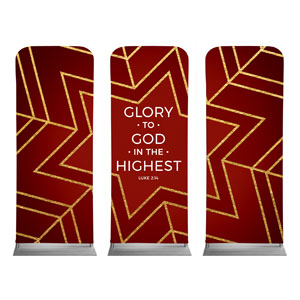 Red and Gold Snowflake Triptych 2'7" x 6'7" Sleeve Banners