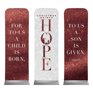 Christmas Brings Hope Sparkle Triptych 2' x 6' Sleeve Banner