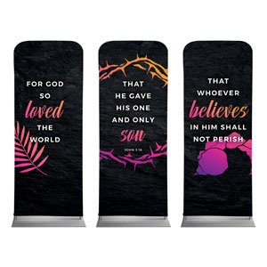 John 3:16 Triptych 2'7" x 6'7" Sleeve Banners