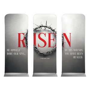 Red Risen Crown Triptych 2'7" x 6'7" Sleeve Banners