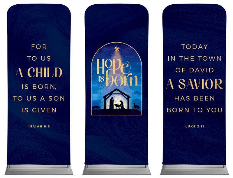 Banners, Christmas, Hope Is Born Nativity Triptych, 2'7 x 6'7