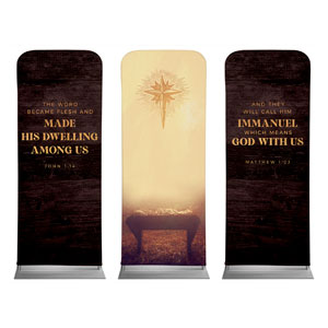 Christmas Gold Manger Triptych 2'7" x 6'7" Sleeve Banners