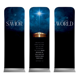 Savior of the World Triptych 2' x 6' Sleeve Banner
