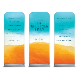 Resurrection Sunday Crosses Triptych 2'7" x 6'7" Sleeve Banners
