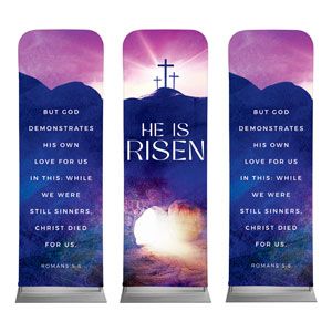 Easter Cross Tomb Triptych 2' x 6' Sleeve Banner