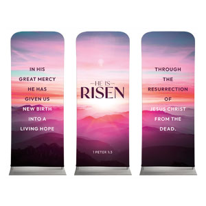 Risen Pink Sunrise Triptych 2'7" x 6'7" Sleeve Banners