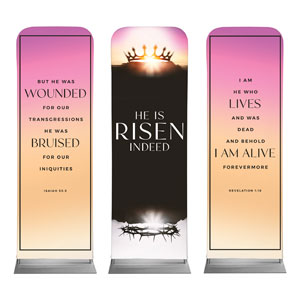 Risen Indeed Crowns Triptych 2' x 6' Sleeve Banner