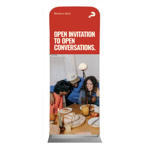 Alpha Open Invitation 2'7" x 6'7" Sleeve Banners