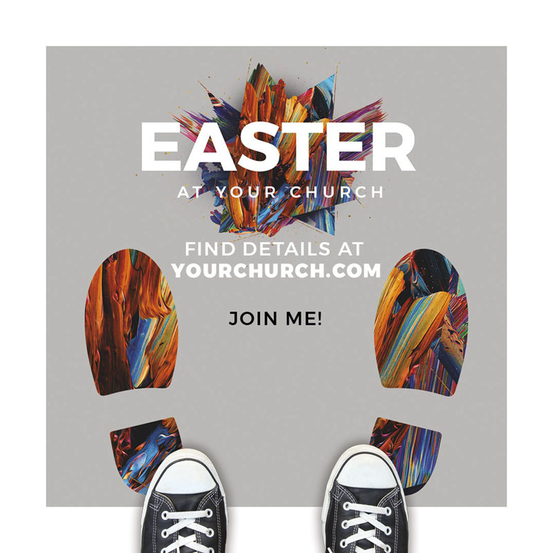 Floor Stickers, You're Invited, CMU Easter Invite 2021 Grey, 24 x 24