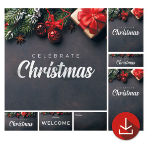 Christmas Trimmings Slate Church Graphic Bundles