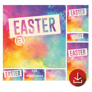 Easter At Colorful Church Graphic Bundles