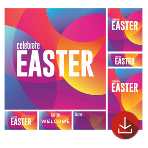 Curved Colors Easter Church Graphic Bundles