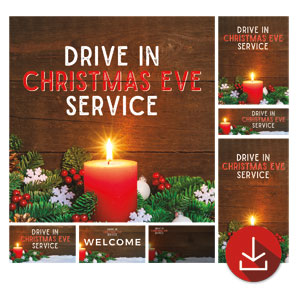 Drive In Christmas Candle Church Graphic Bundles