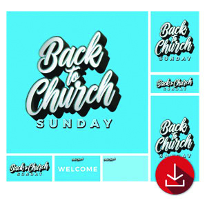 Back to Church Sunday Celebration Blue Church Graphic Bundles