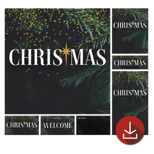 Green Pine Christmas Church Graphic Bundles