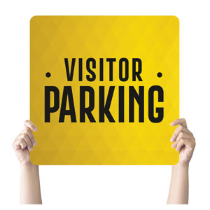 Yellow Visitor Parking Hand Held Square Handheld Signs