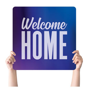 Aurora Lights Welcome Home Square Handheld Signs