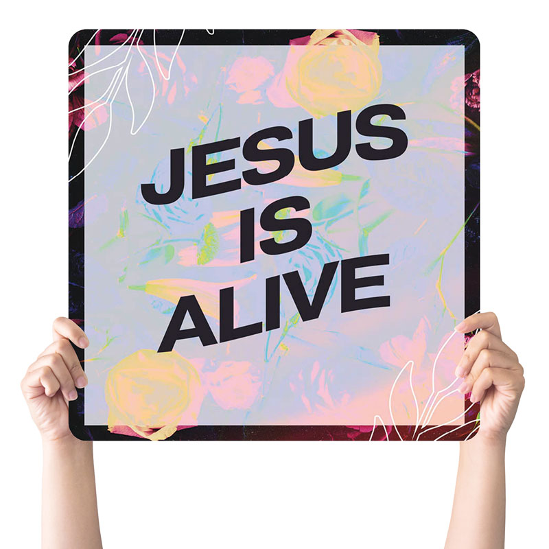 Handheld Signs, Easter, CMU Neon Easter Alive, 21 Square