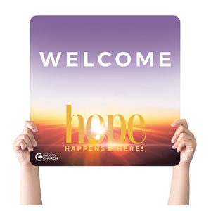 BTCS Hope Happens Here Welcome Square Handheld Signs