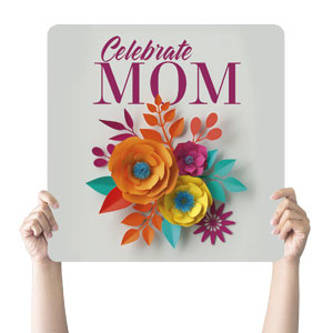 Mother's Day Paper Flowers Square Handheld Signs