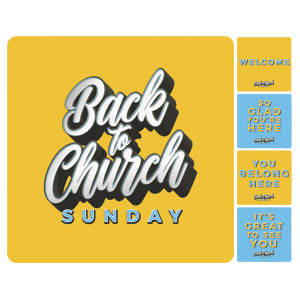 Back to Church Sunday Celebration Set Square Handheld Signs