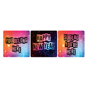 New Year Lights Set Square Handheld Signs