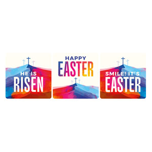 Colorful Easter Crosses Set Square Handheld Signs