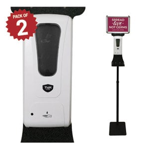 Touchless Hand Sanitizer Station with Sign Holder - Pack of 2 Signs and Stands