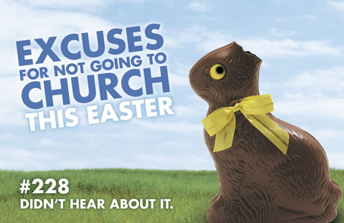 Church Postcards, Easter, Bunny Excuse, 5.5 X 8.5
