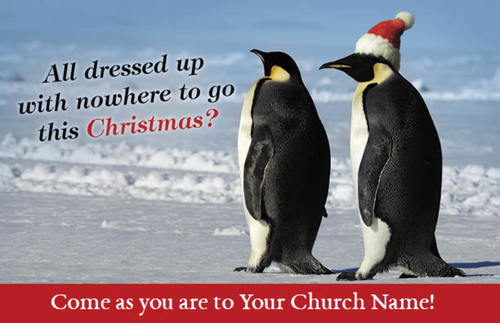 Church Postcards, Christmas, Christmas Penguins, 5.5 X 8.5