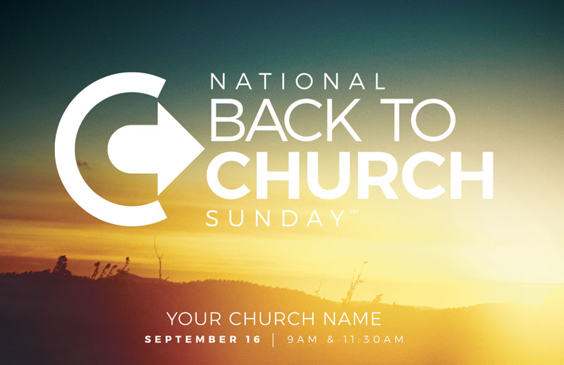Church Postcards, Back To Church Sunday, BTCS Logo Sunrise, 5.5 X 8.5