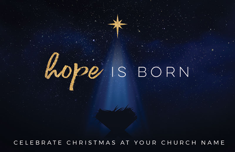 Church Postcards, Christmas, Christmas Star Hope is Born, 5.5 X 8.5