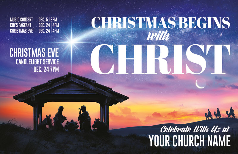 Church Postcards, Christmas, Christmas Begins Star, 5.5 X 8.5