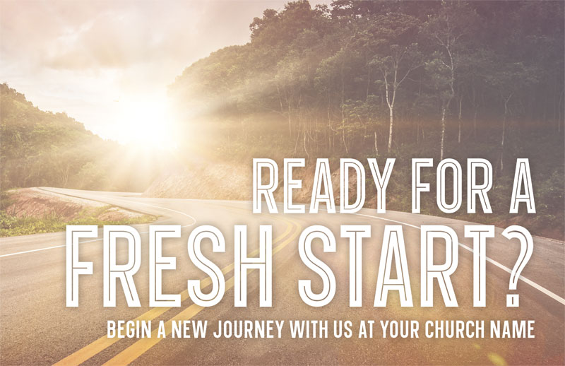 Church Postcards, New Years, Fresh Start Road, 5.5 X 8.5