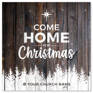 Dark Wood Christmas Come Home 3.75" x 3.75" Square InviteCards