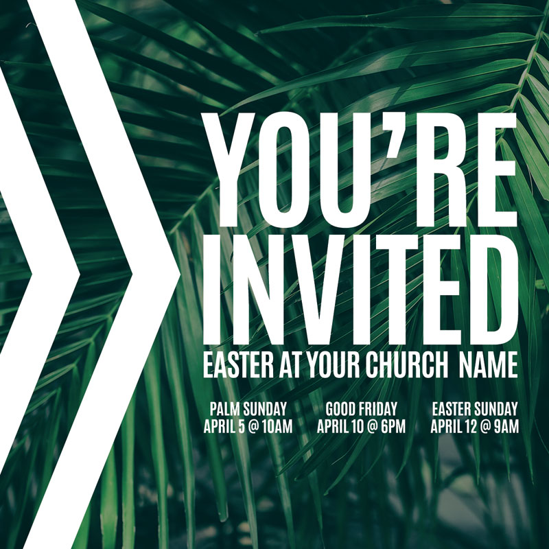 InviteCards, Easter, Chevron Palm Invited, 3.75 x 3.75