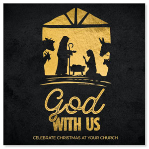 God With Us Gold 3.75" x 3.75" Square InviteCards