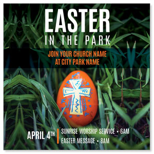Easter In Park Grass 3.75" x 3.75" Square InviteCards