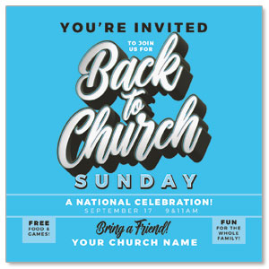 Back to Church Sunday Celebration Blue 3.75" x 3.75" Square InviteCards
