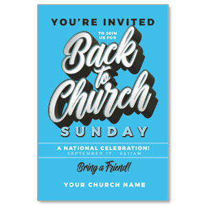 Back to Church Sunday Celebration Blue Medium InviteCards