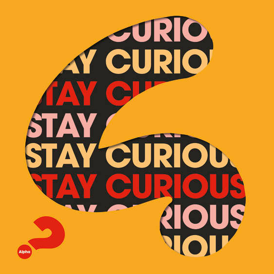 InviteCards, Alpha Stay Curious Orange, 3.75 x 3.75