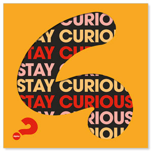 Alpha Stay Curious Orange 3.75" x 3.75" Square InviteCards