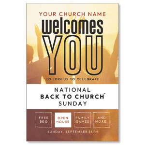 Back to Church Welcomes You Orange Medium InviteCards