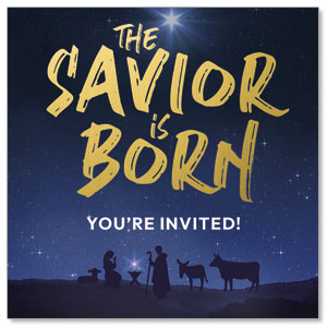 Savior is Born Star Invite 2.5" x 2.5" Small Square