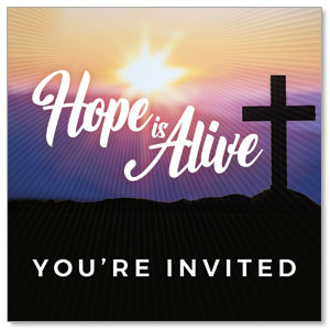 Hope Is Alive Sunrise Cross Invite 2.5" x 2.5" Small Square