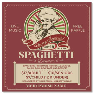 Spaghetti Dinner 3.75" x 3.75" Square InviteCards