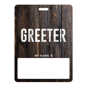 Dark Wood Greeter Name Badges