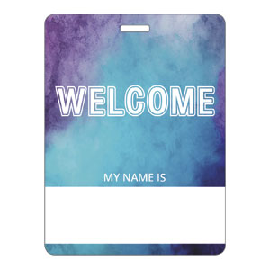 Blue Stucco Welcome Name Badges
